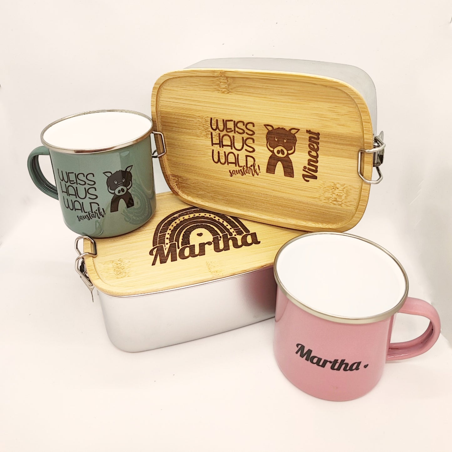 Lunchset Regenbogen Personalisiert