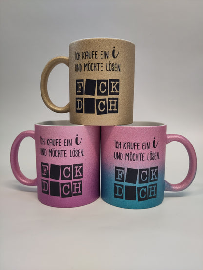 Glitzertasse im Überraschungs-Design