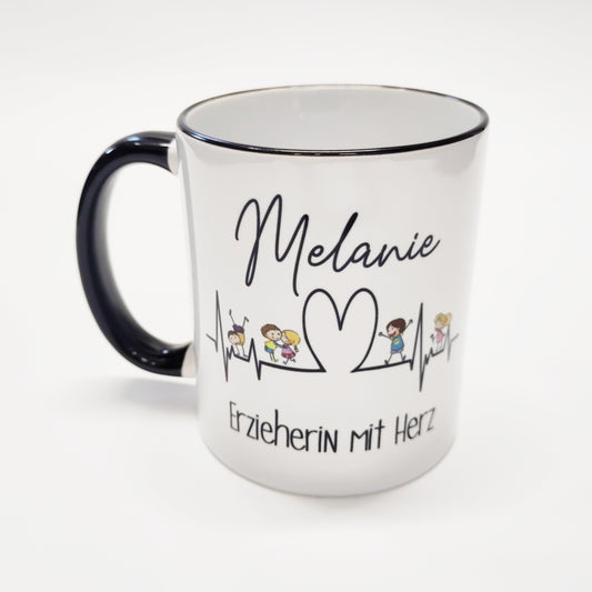 Personalisierte Tasse Erzieher mit Herz