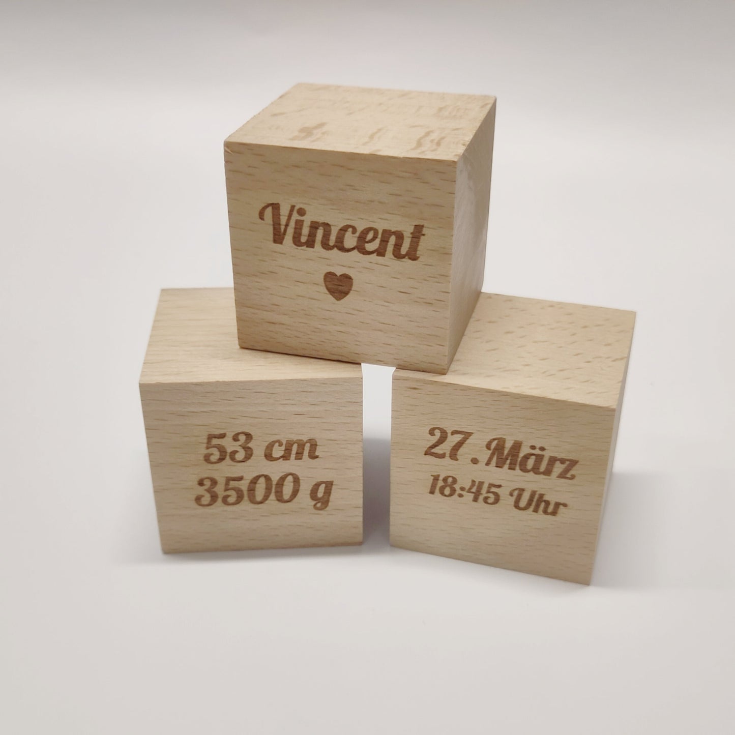 Holzwürfel personalisiert, Geburt