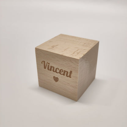 Holzwürfel personalisiert, Geburt