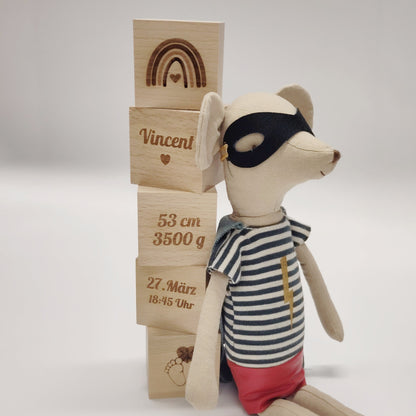 Holzwürfel personalisiert, Geburt