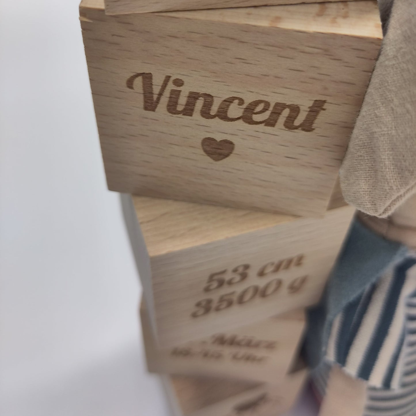 Holzwürfel personalisiert, Geburt