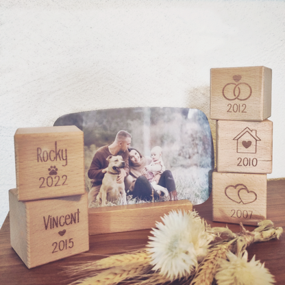 Holzwürfel personalisiert, Familie