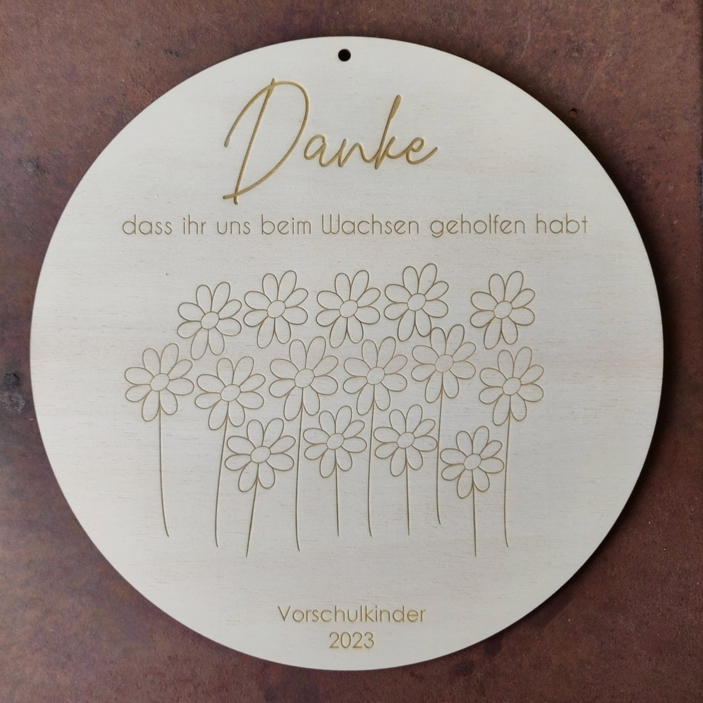 Holzschild Fingerabdrücke Blumen