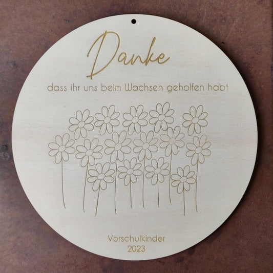 Holzschild Fingerabdrücke Blumen