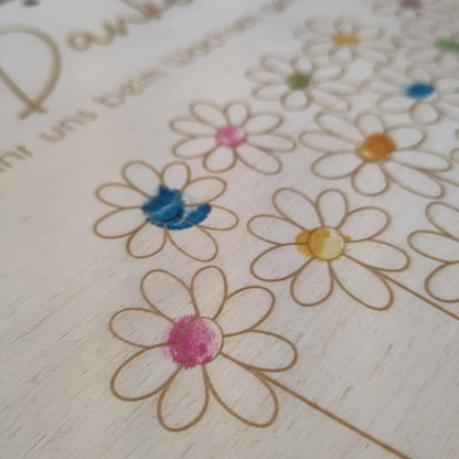 Holzschild Fingerabdrücke Blumen