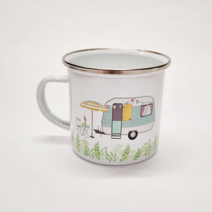 Emailletasse Camping Wohnwagen