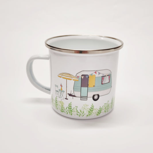 Emailletasse Camping Wohnwagen
