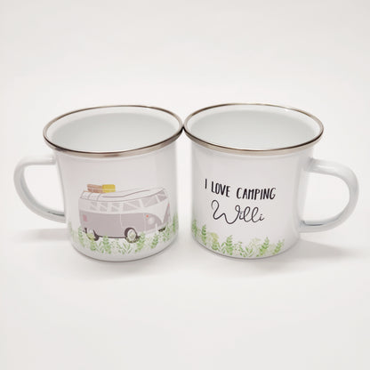 Emailletasse Camper grau
