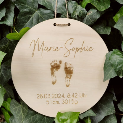 Geburtsschild persönliche Babyfüße