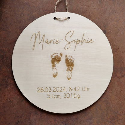 Geburtsschild persönliche Babyfüße