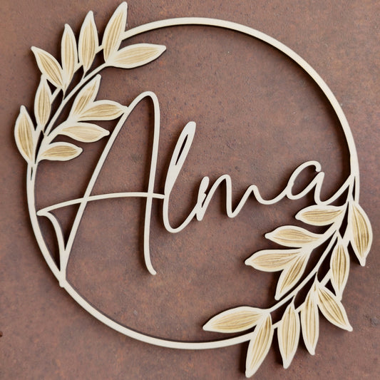 Türdekoration Namen mit Blätter