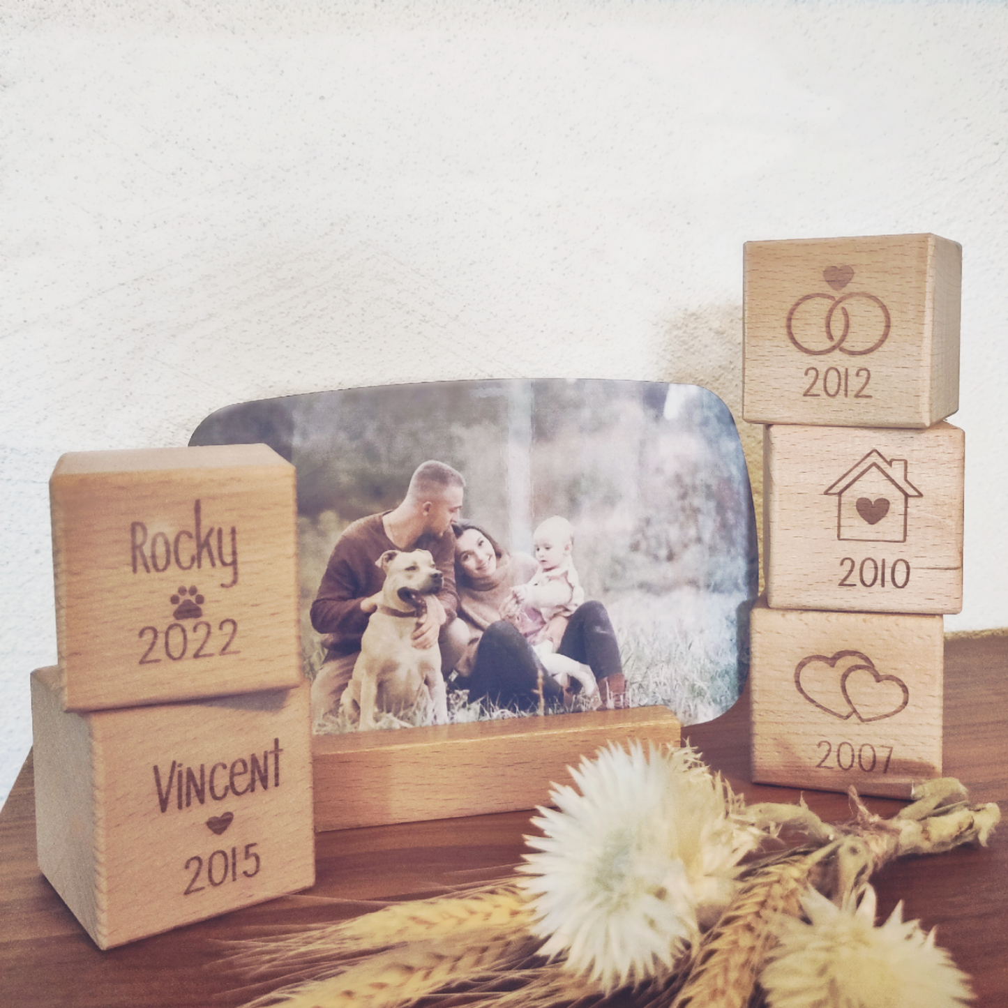 Holzwürfel personalisiert, Familie