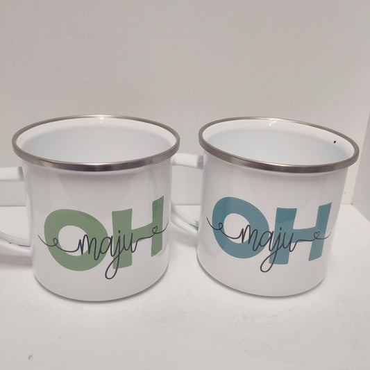 Tasse Emaille Oh Maju / Ei Daje